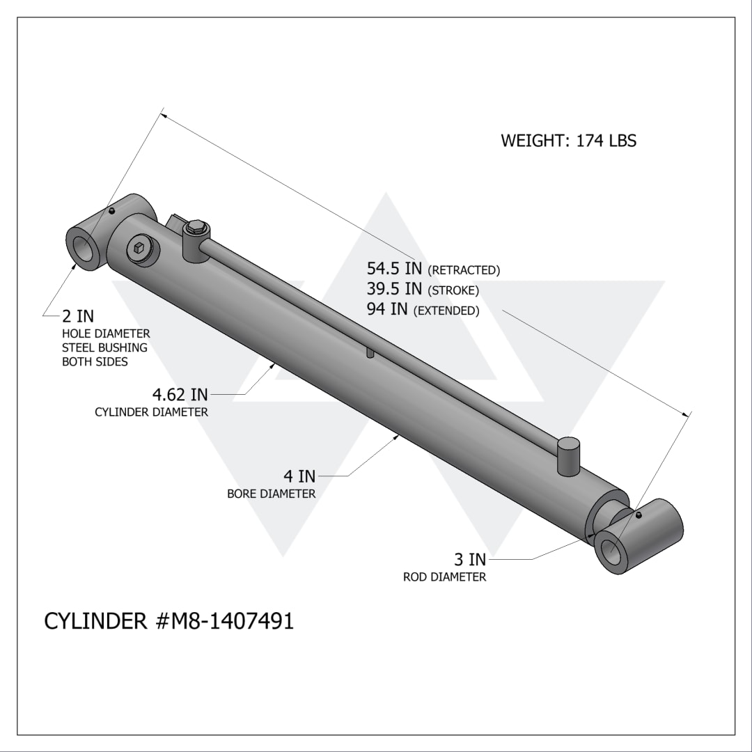 Wastebuilt® Replacement for McNeilus Cylinder (4" X 3" X 39.5")