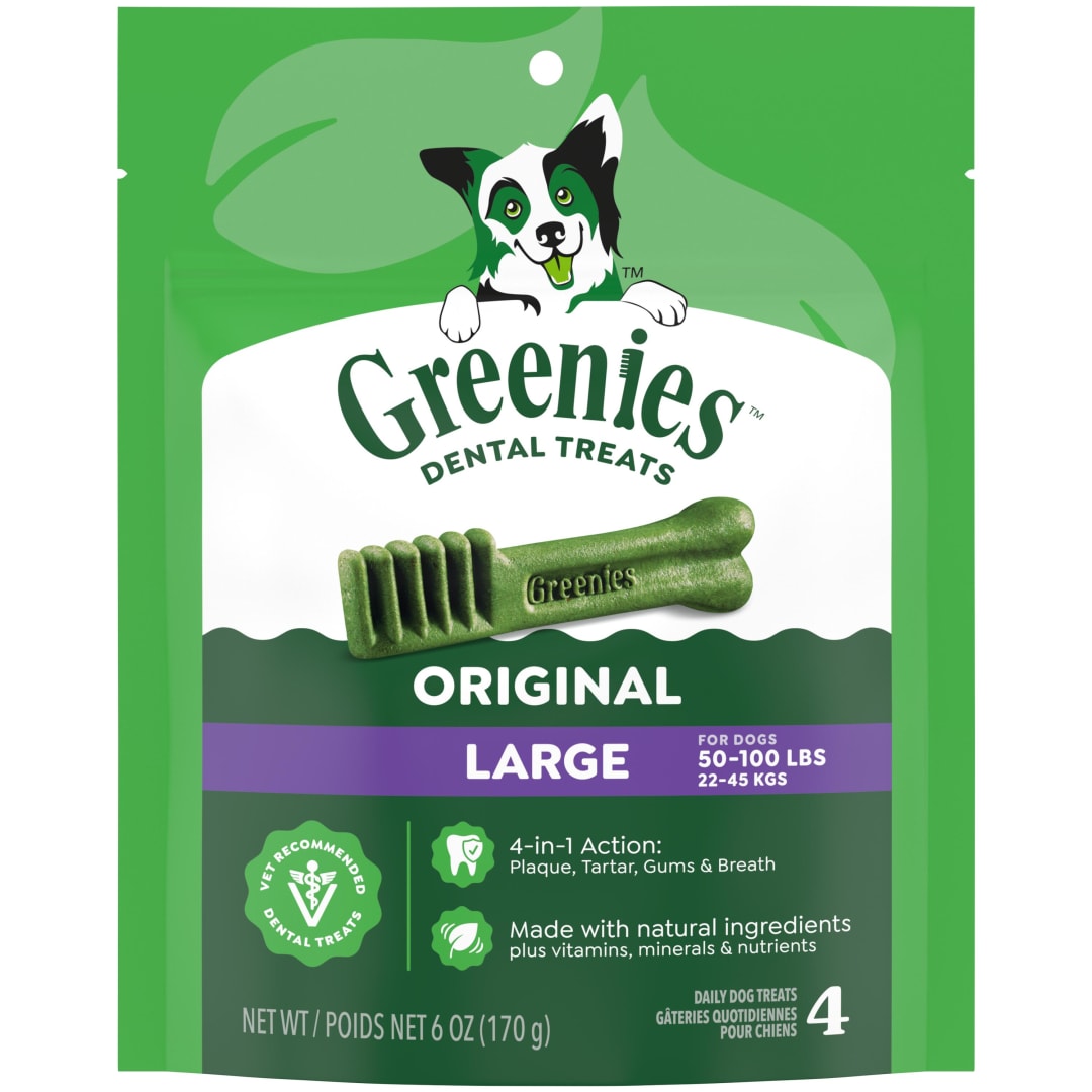 GREENIES Original Large Natural Dental Care Dog Treats, 6 oz. Pack (4 Treats)