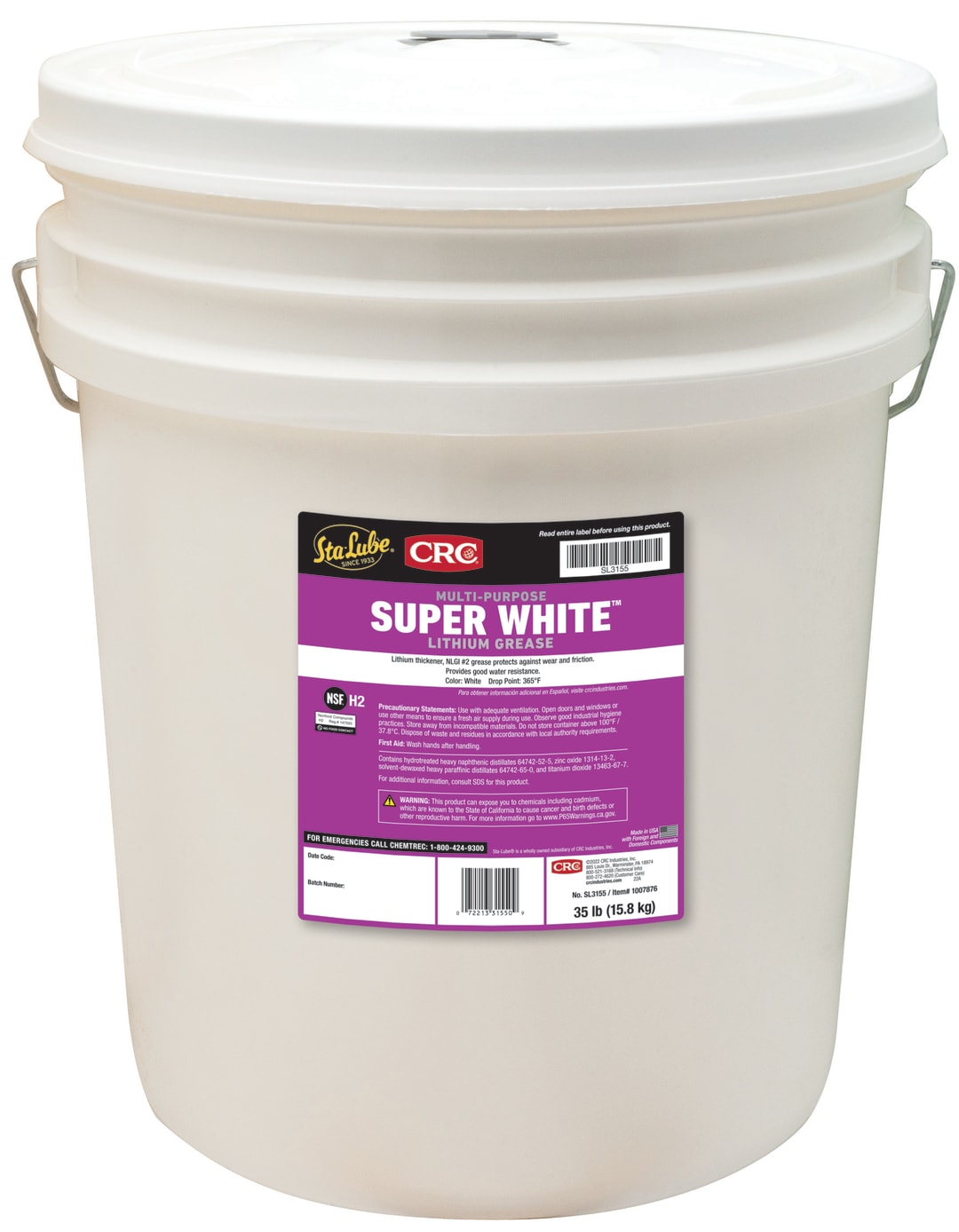 Sta-Lube Super White Multi-Purpose Lithium Grease 1X35LBS