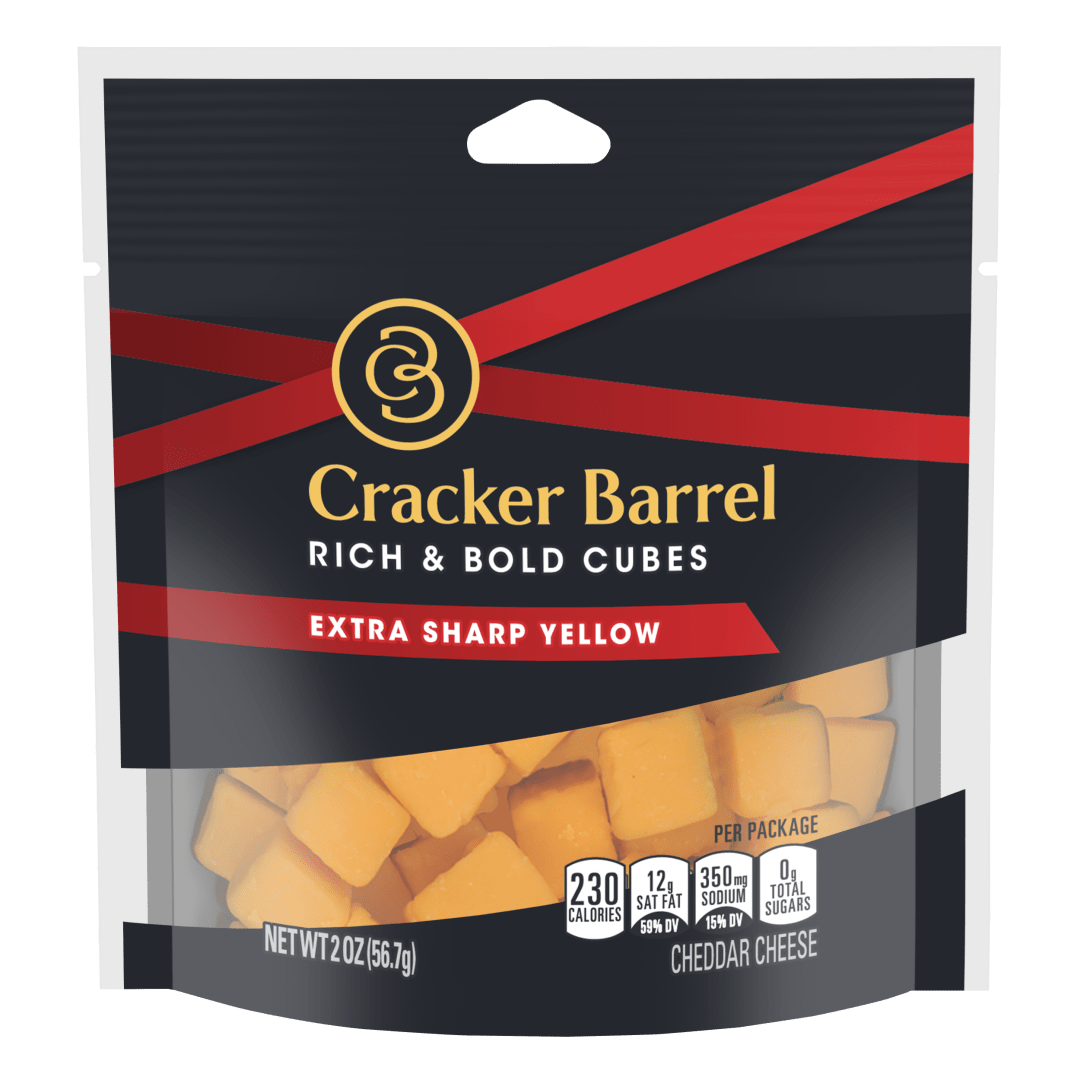 Cracker Barrel Rich &amp; Bold Extra Sharp Yellow Cheddar Cheese Cubes, 2 oz Bag