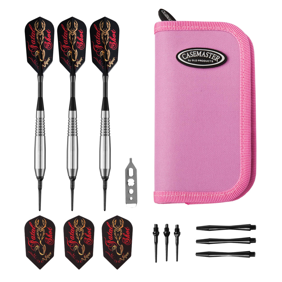 Viper Underground Fatal Shot Soft Tip Darts 18 Grams and Casemaster Deluxe Pink Nylon Dart Case
