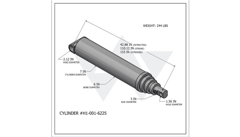 Wastebuilt® Replacement for Heil 20 Yard Chrome Ejector Cylinder (6"-5"-4"-3")