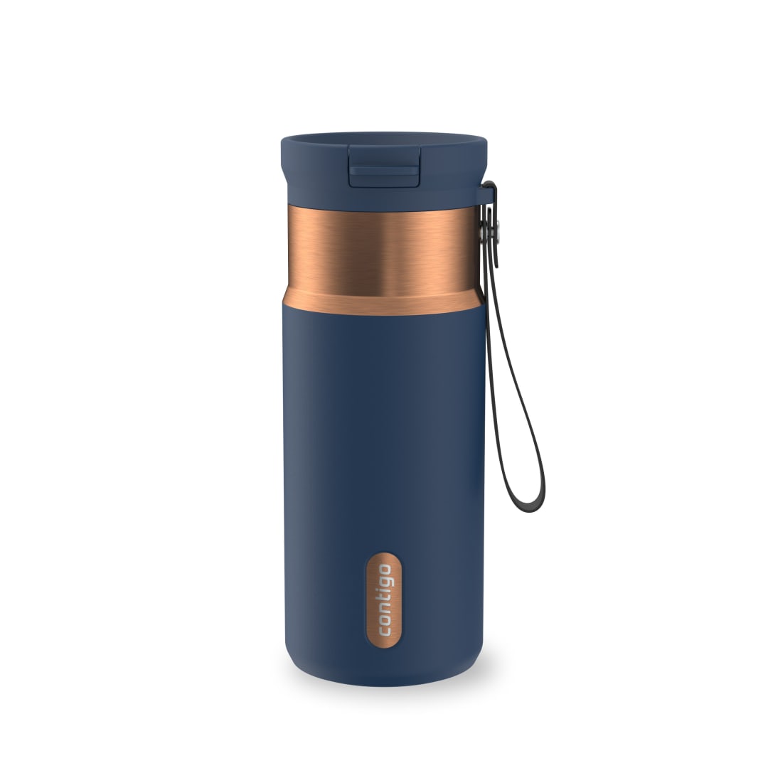 Contigo SnapSeal Insulated Stainless Steel Water Bottle with Carrying Strap, 16 oz (473 ml)