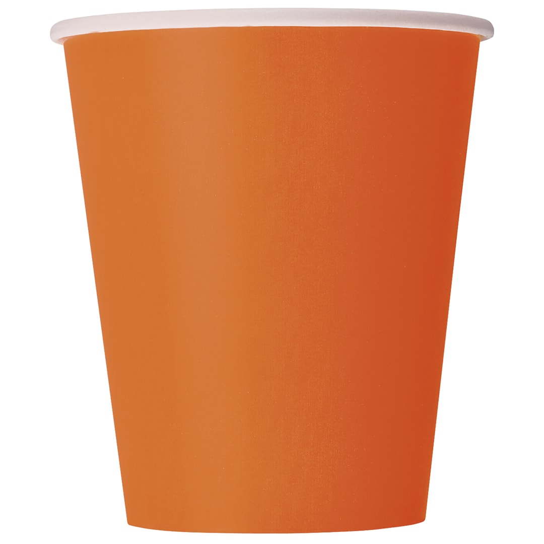Pumpkin Orange Solid 9oz Paper Cups, 8ct