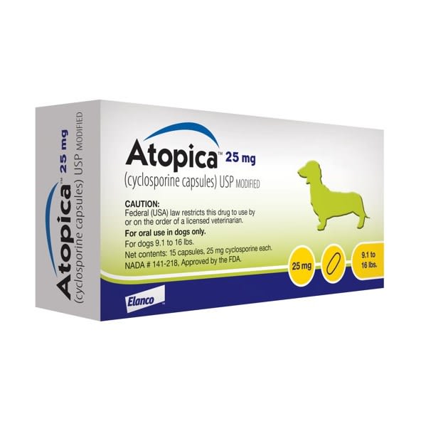 Atopica Dog Atopica | Dermatitis Treatment | Itch Relief for Dogs | Oral Capsules | 25 mg