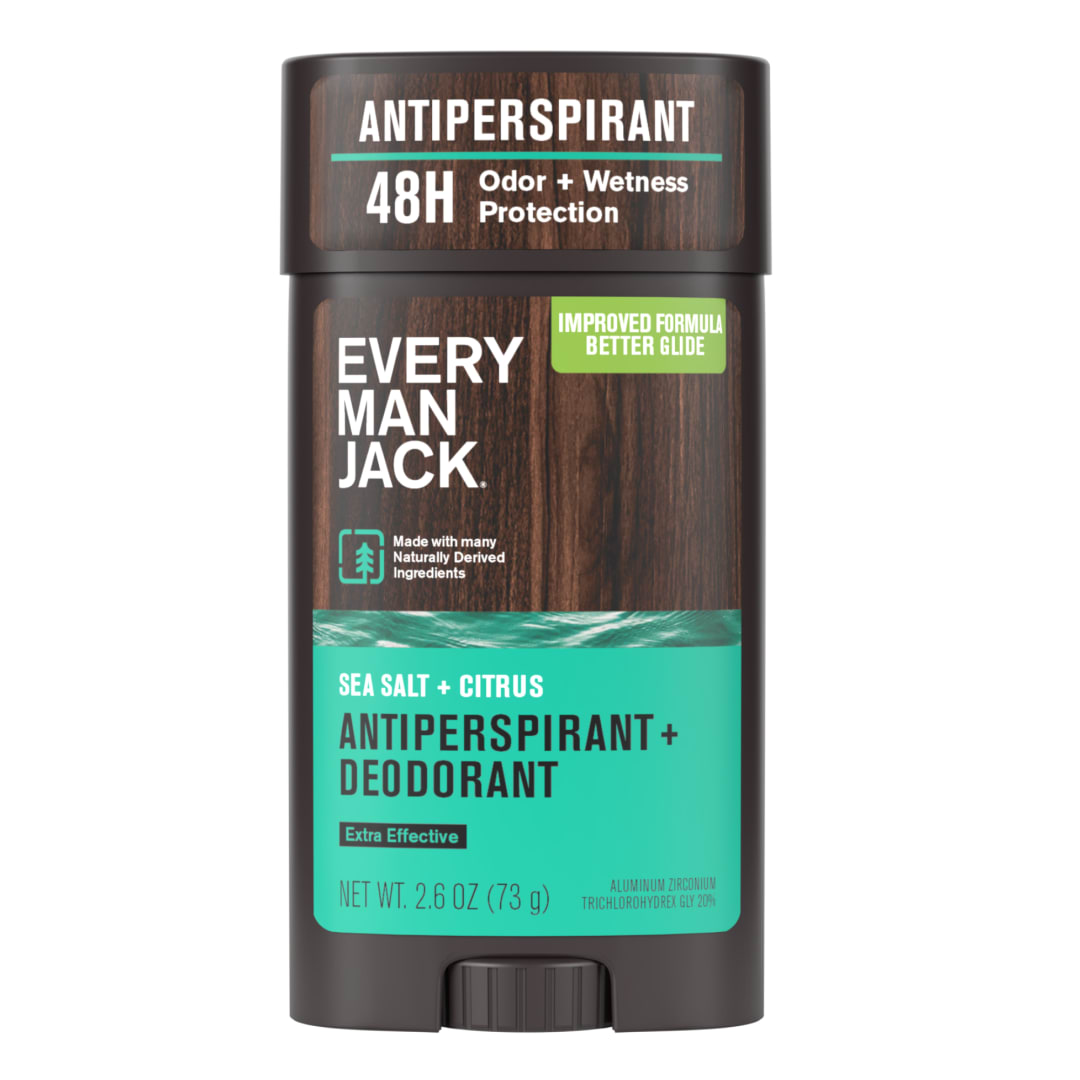 Every Man Jack Men’s Sea Salt + Citrus Antiperspirant Deodorant - Stay Fresh with Antiperspirant Men’s Deodorant - Odor Crushing, Long Lasting, Plant-Based, and No Harsh Chemicals - 2.6 oz