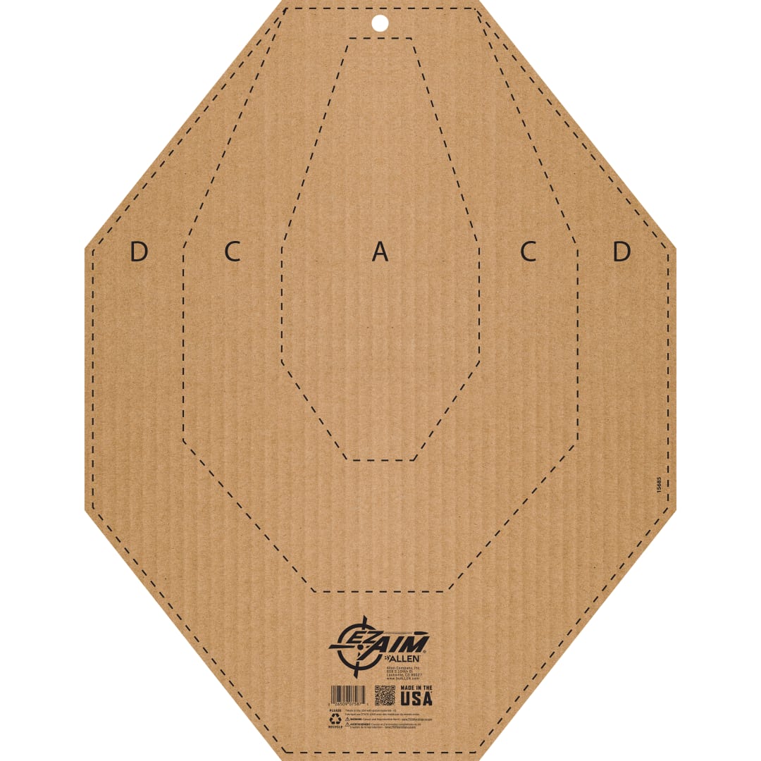 EZ Aim® IPSC CL USPSA Full Size Corrugated Silhouette Paper Shooting Target, 1-Target, 14" x 22," Tan