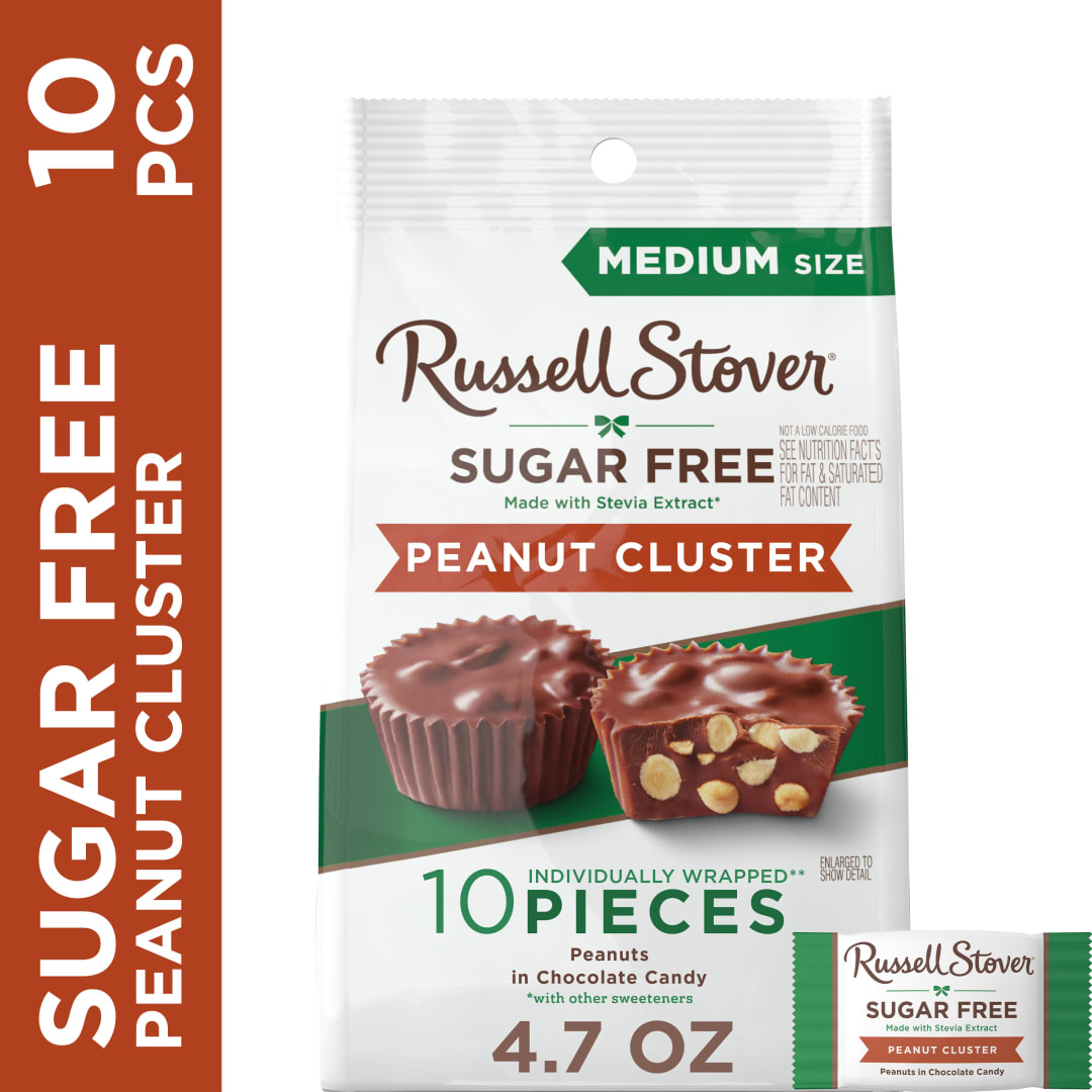 RUSSELL STOVER Sugar Free Peanut Cluster in Chocolate Candy, 4.7 oz.