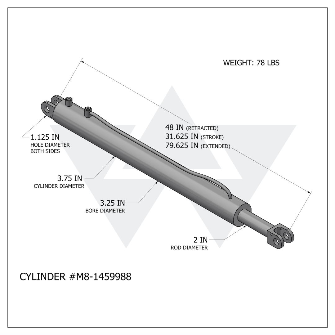 Wastebuilt® Replacement for McNeilus Tailgate Cylinder (3.25" X 2.00" X 31.625)