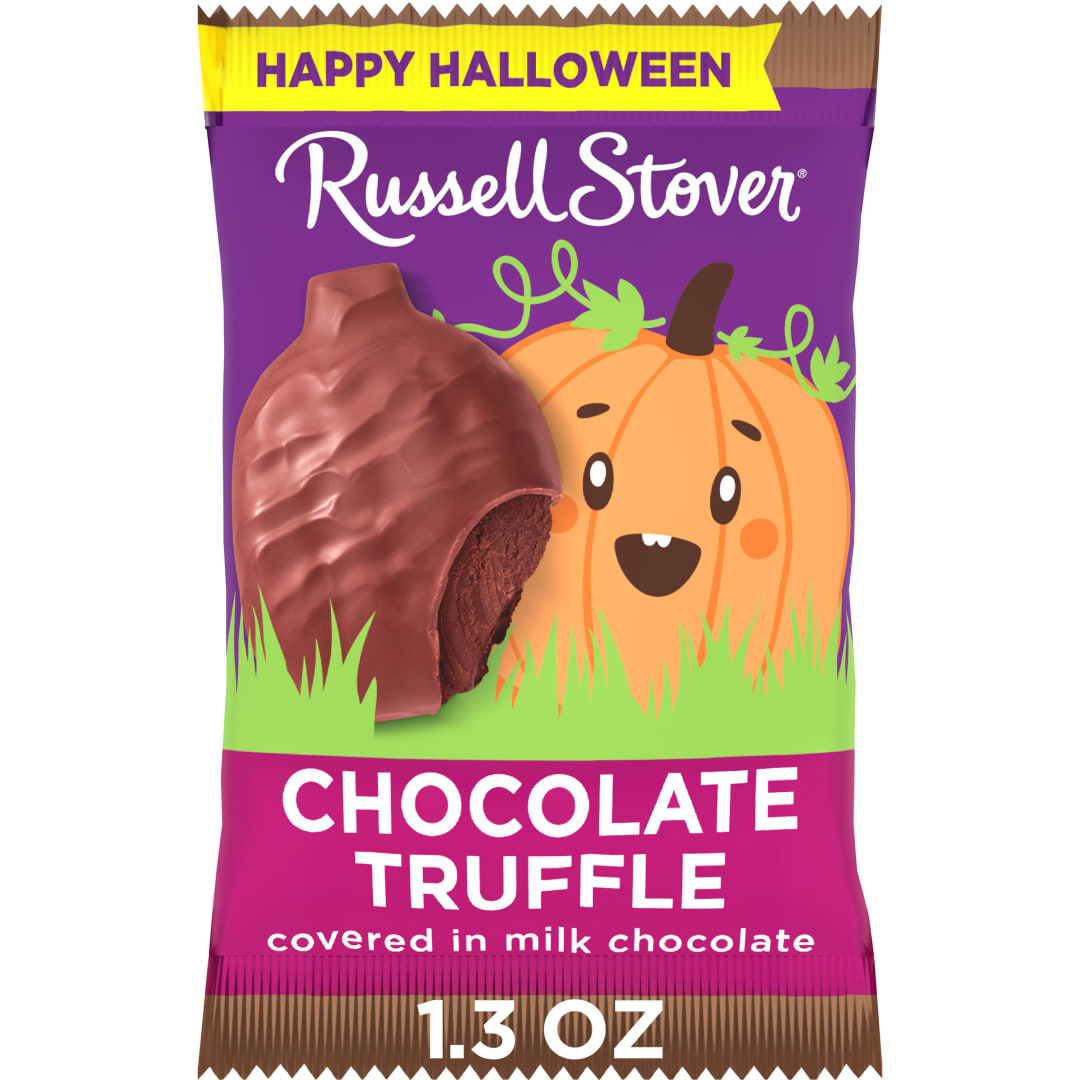 RUSSELL STOVER Halloween Chocolate Truffle in Milk Chocolate Candy Bar Pumpkin, 1.3 oz.