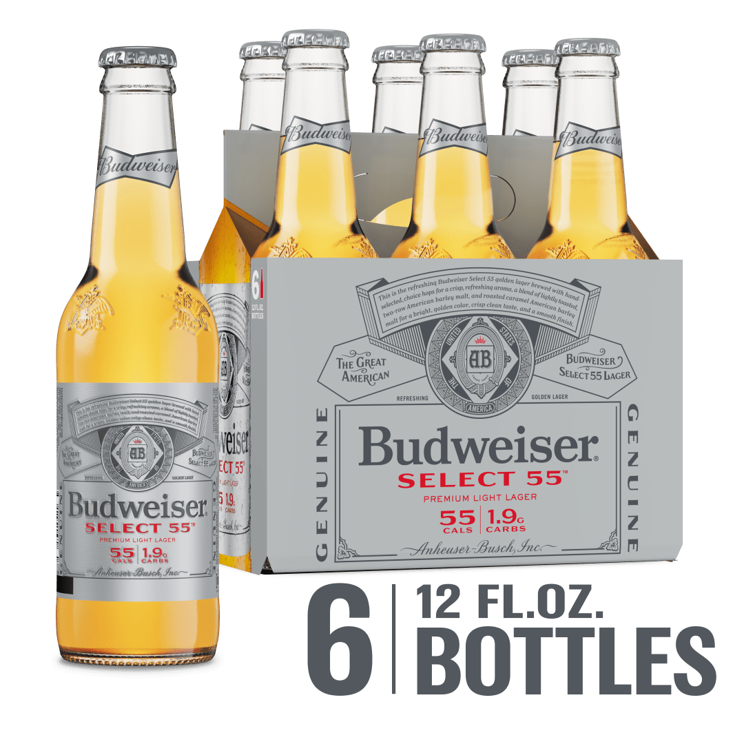 Budweiser Select 55 Light Beer, 6 Pack 12 fl. oz. Bottles, 2.4% ABV