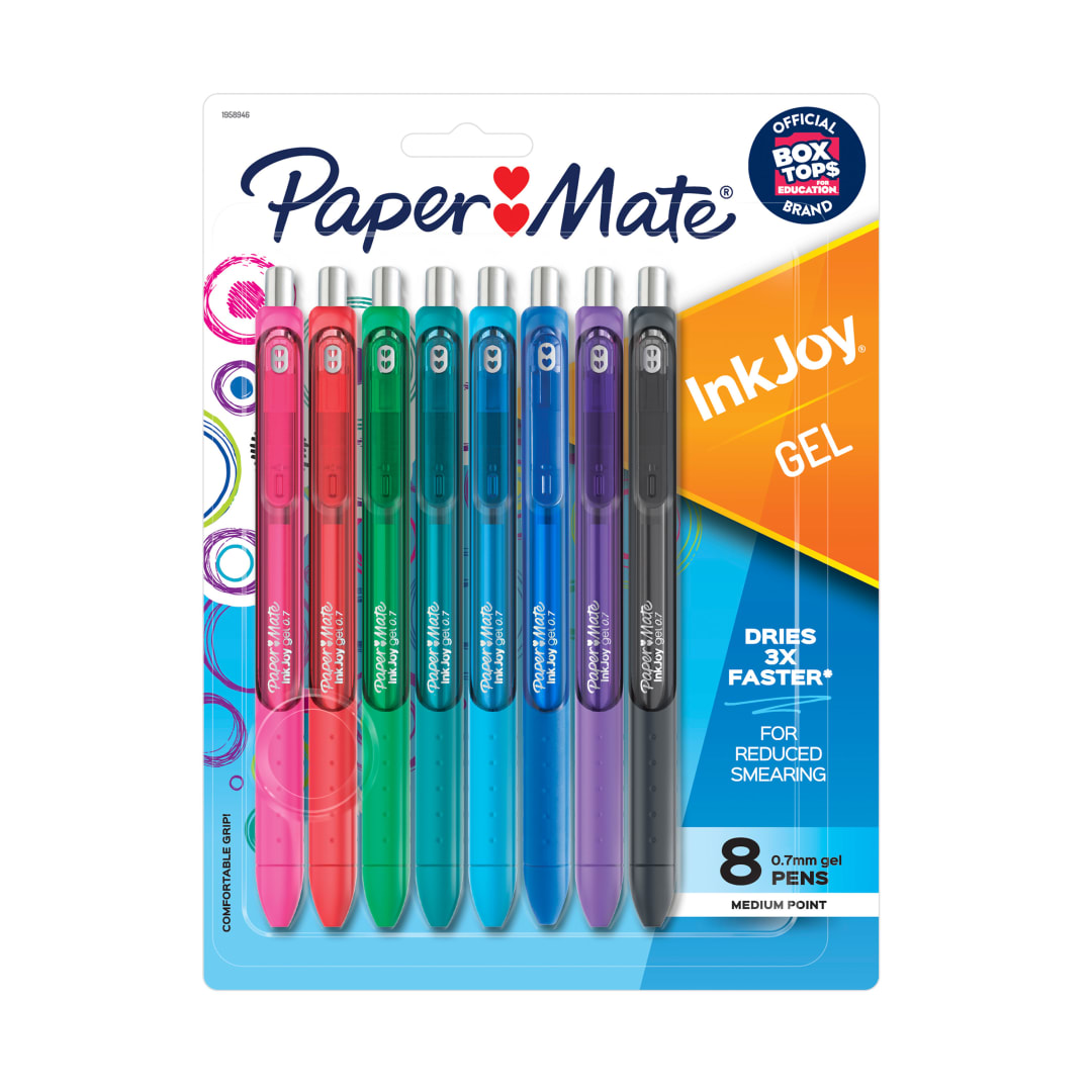 Paper Mate InkJoy Gel, Bolgrafos Retrctiles, Punta Media (0.7mm), Colores Surtidos, Paquete de 8