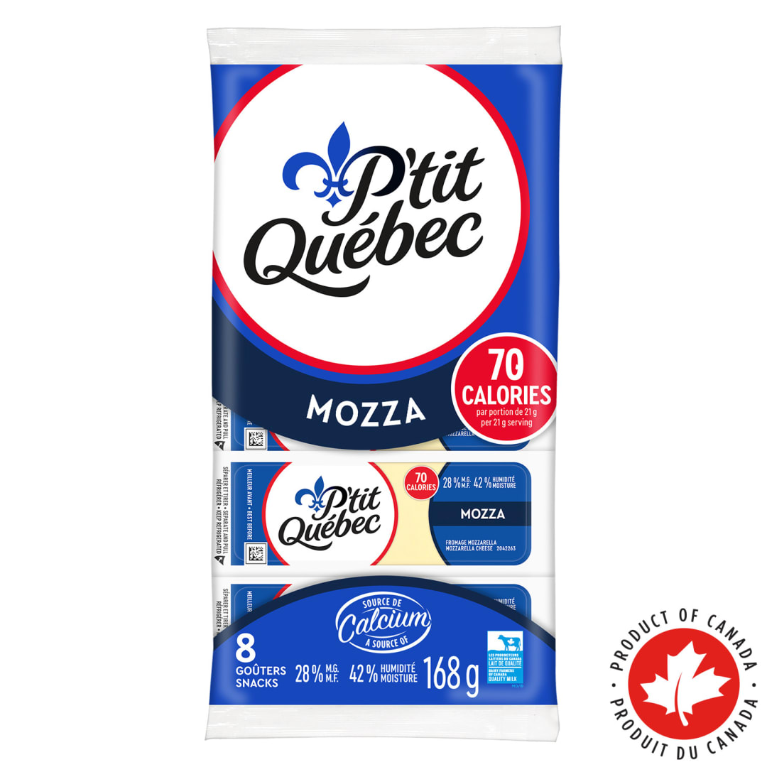 P'tit Québec Mozzarella Cheese Snacks, 8-Pack, 168g