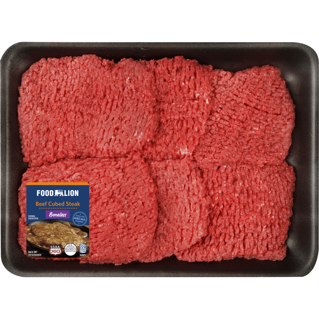 Food Lion Beef Cubed Steak, 8pk
