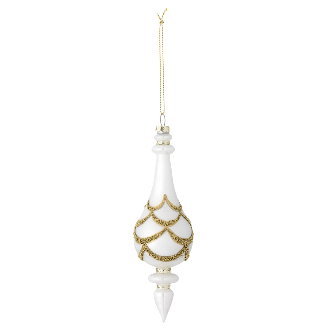 82072343 - Hisar Ornament, White, Glass STOCK: 300