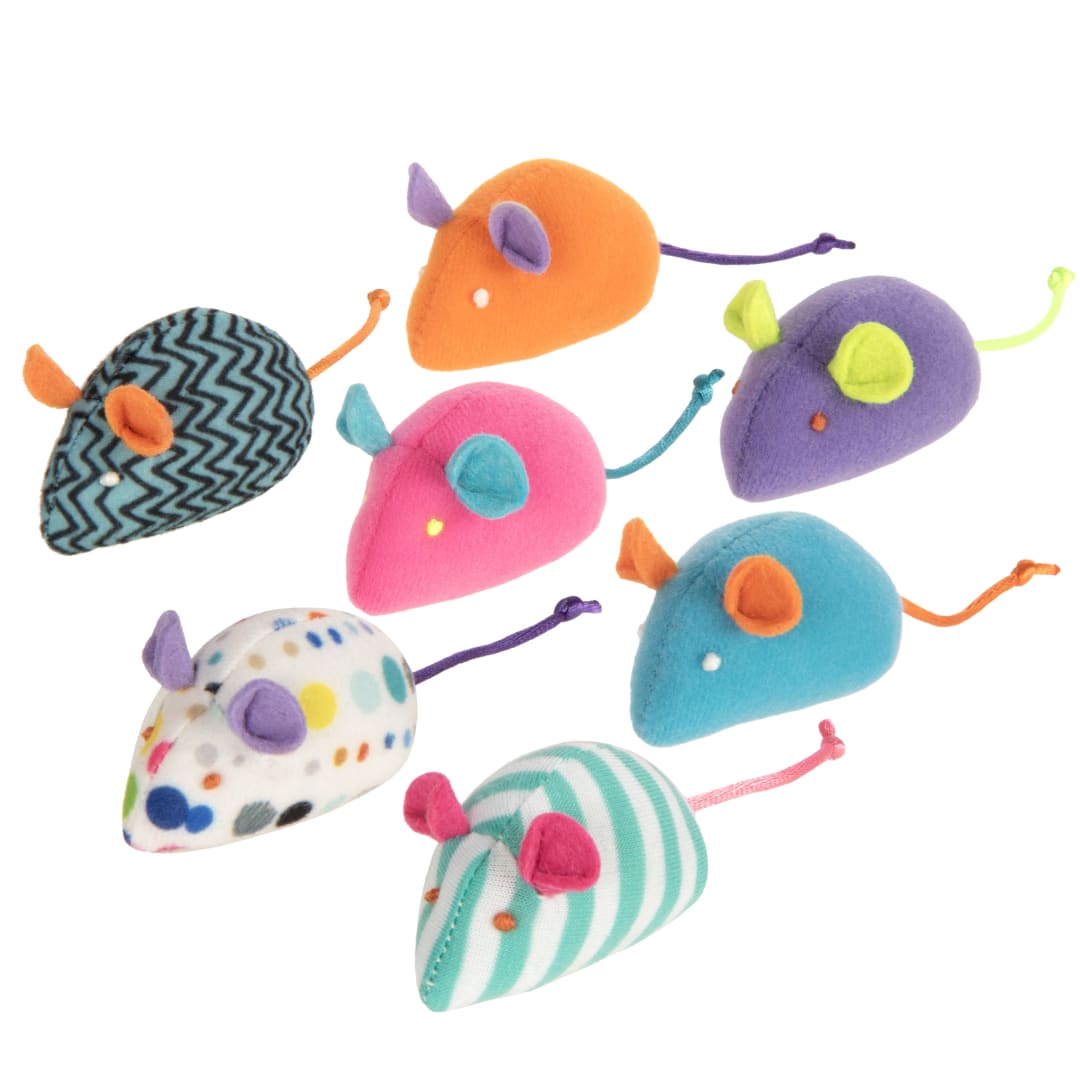 SmartyKat Catnip Mice Plush Mice Catnip Cat Toy, Assorted, Colors
