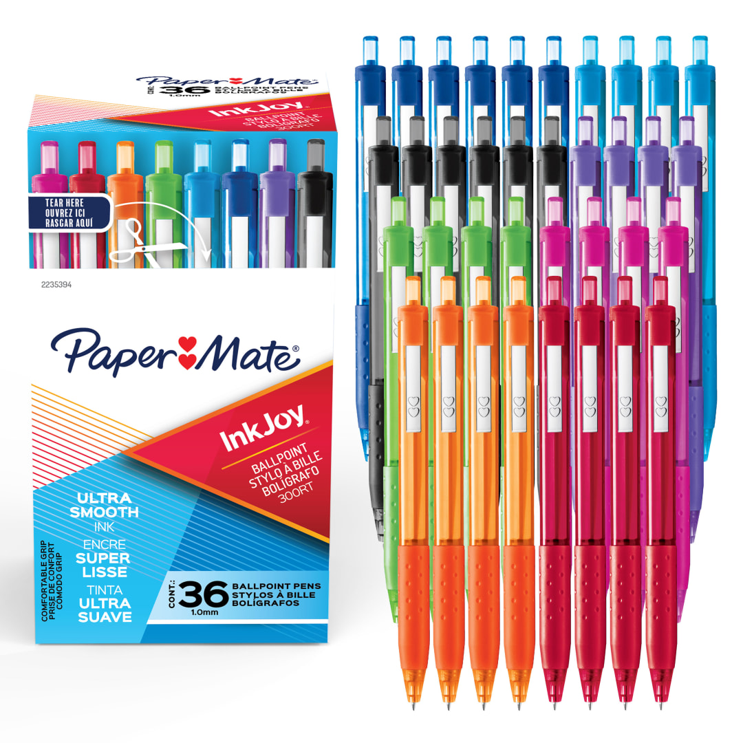 Paper Mate InkJoy 300RT Retractable Ballpoint Pens, Medium Point (1.0 mm), Assorted, 36 Count