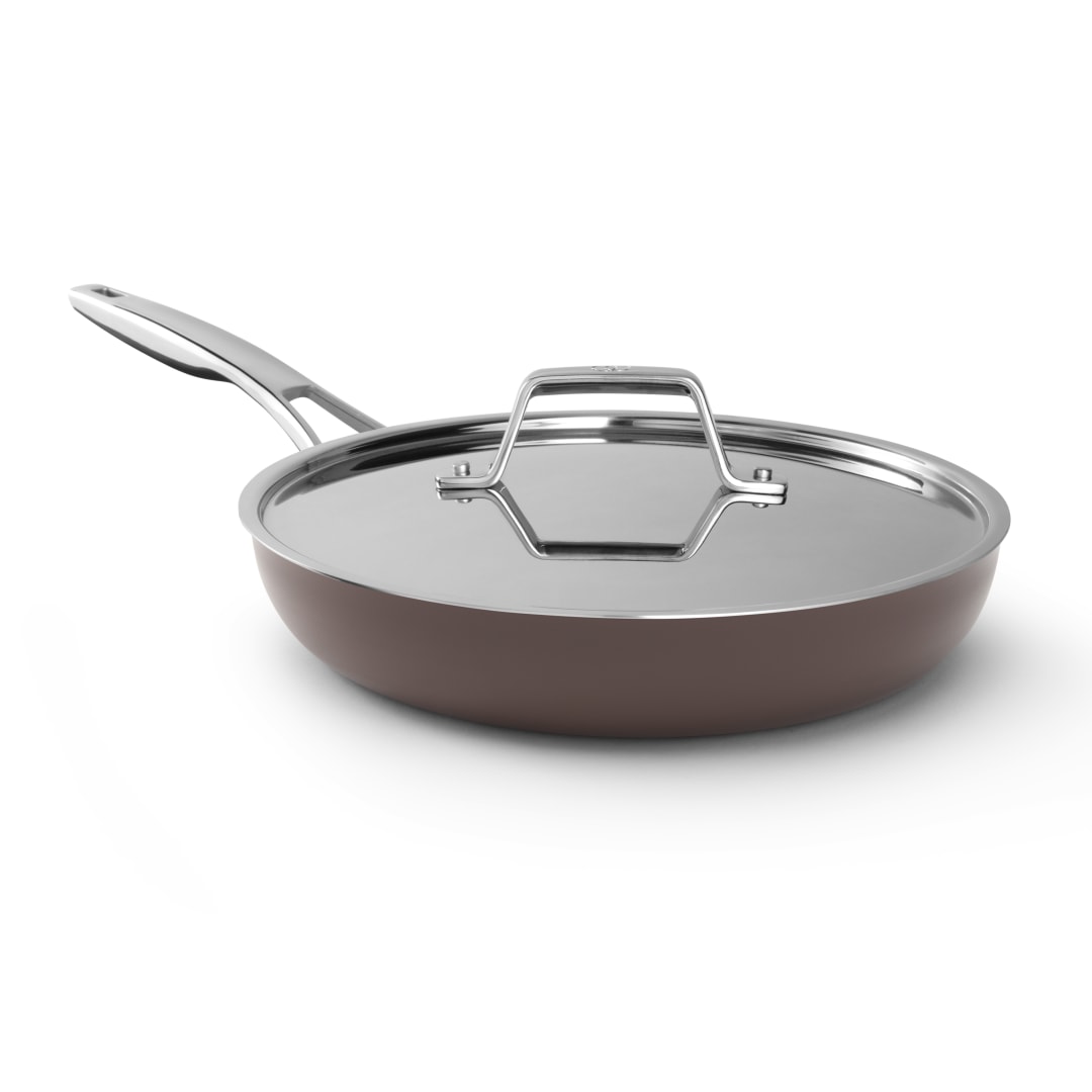 Calphalon Premier Ceramic Nonstick 10 inch Frying Pan, Durable Ceramic Pan for Searing, Sauteing, Long Lasting PFAS-Free Cookware, Dishwasher Safe, Oven Safe, Fond