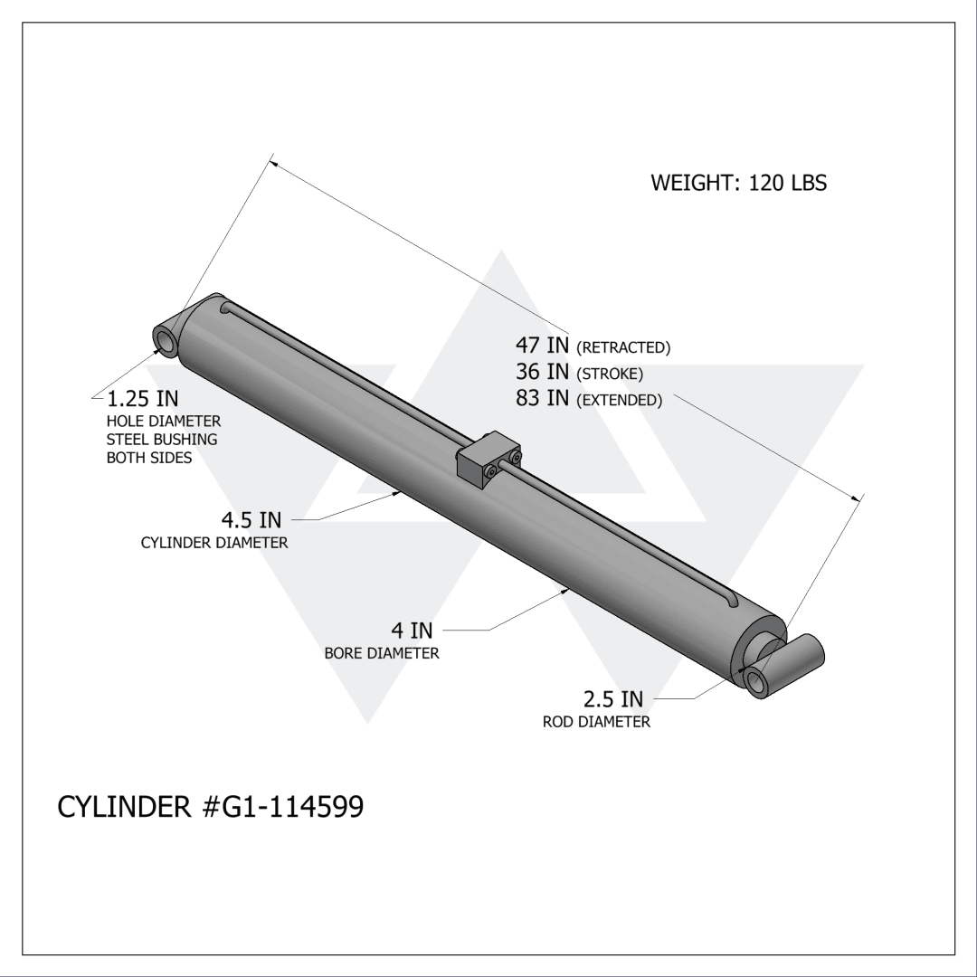 Galbreath™ Hydraulic Cylinder (4" X 2.5" X 36")