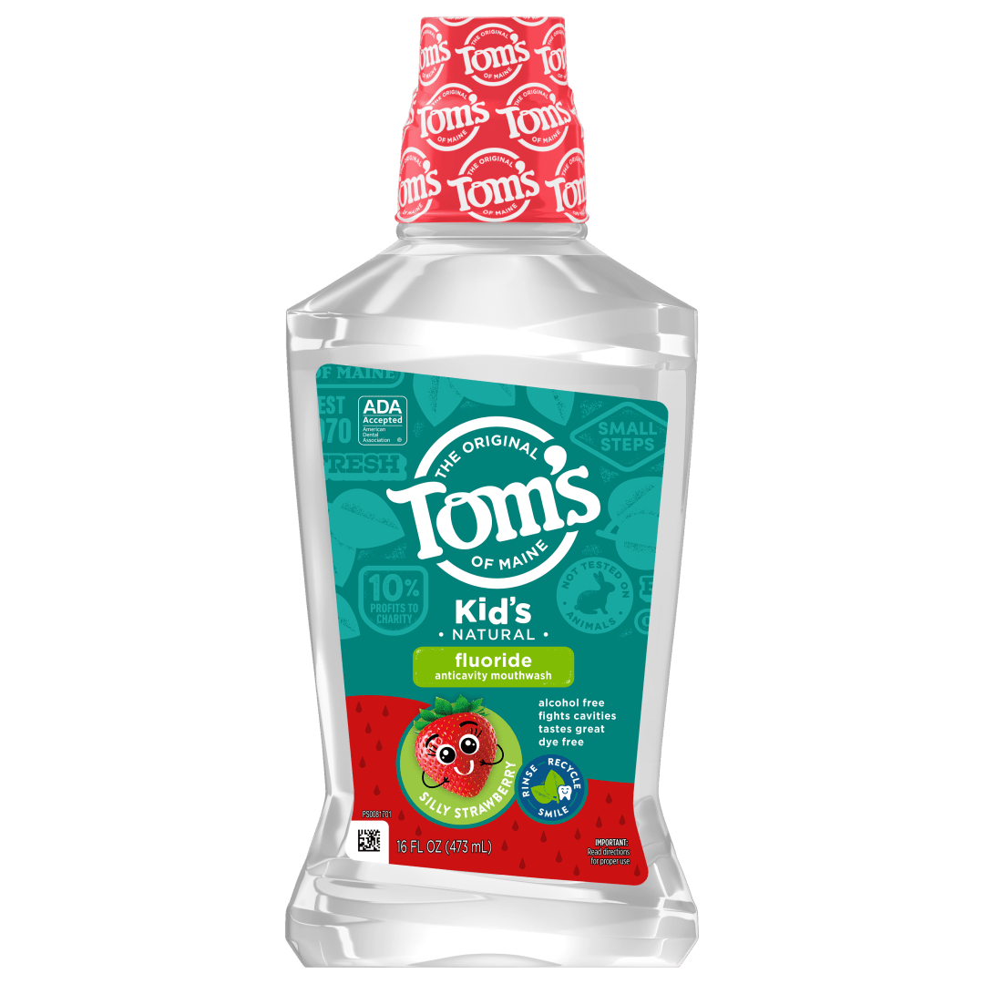 Tom's of Maine Children's Anticavity Fluoride Rinse Mouthwash, Silly Strawberry, 16 oz. 6-Pack