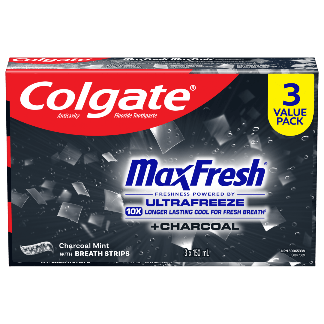 Dentifrice Colgate MaxFrais menthe et charbon, lot de 3, 150 ml