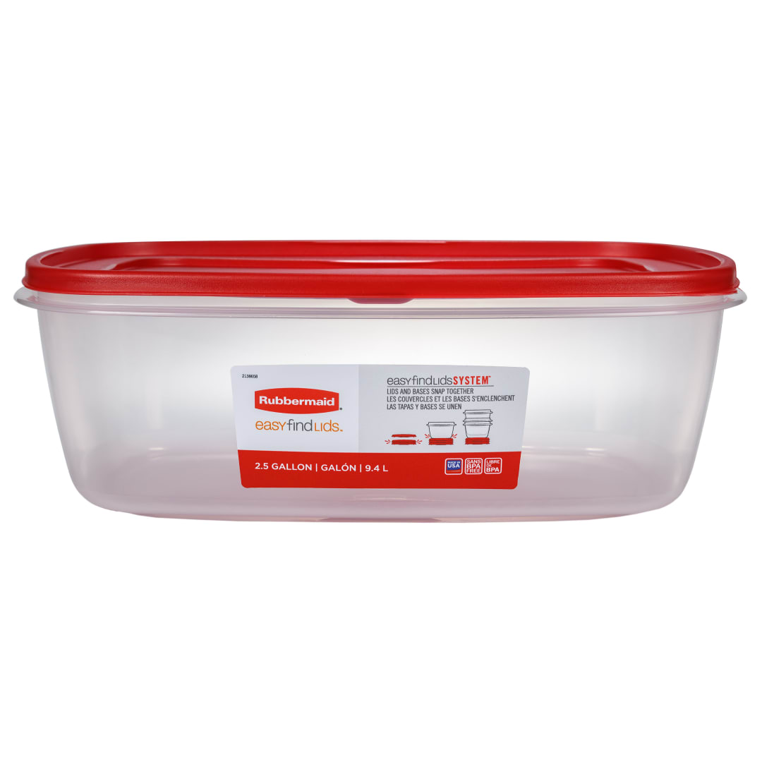 Rubbermaid EasyFindLids Food Storage Container, 9.4 L (2.5 Gallon), Racer Red, 1 Pack