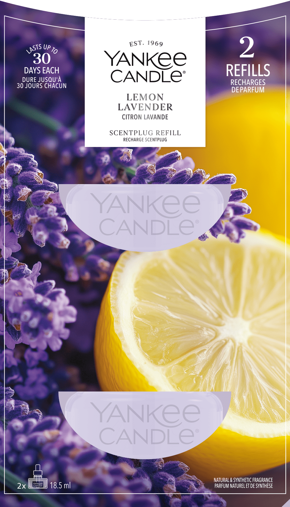 Yankee Candle Recambio de ambientador Scent Plug | Limón Lavanda | Para espacios pequeños y medianos | Fragancia duradera