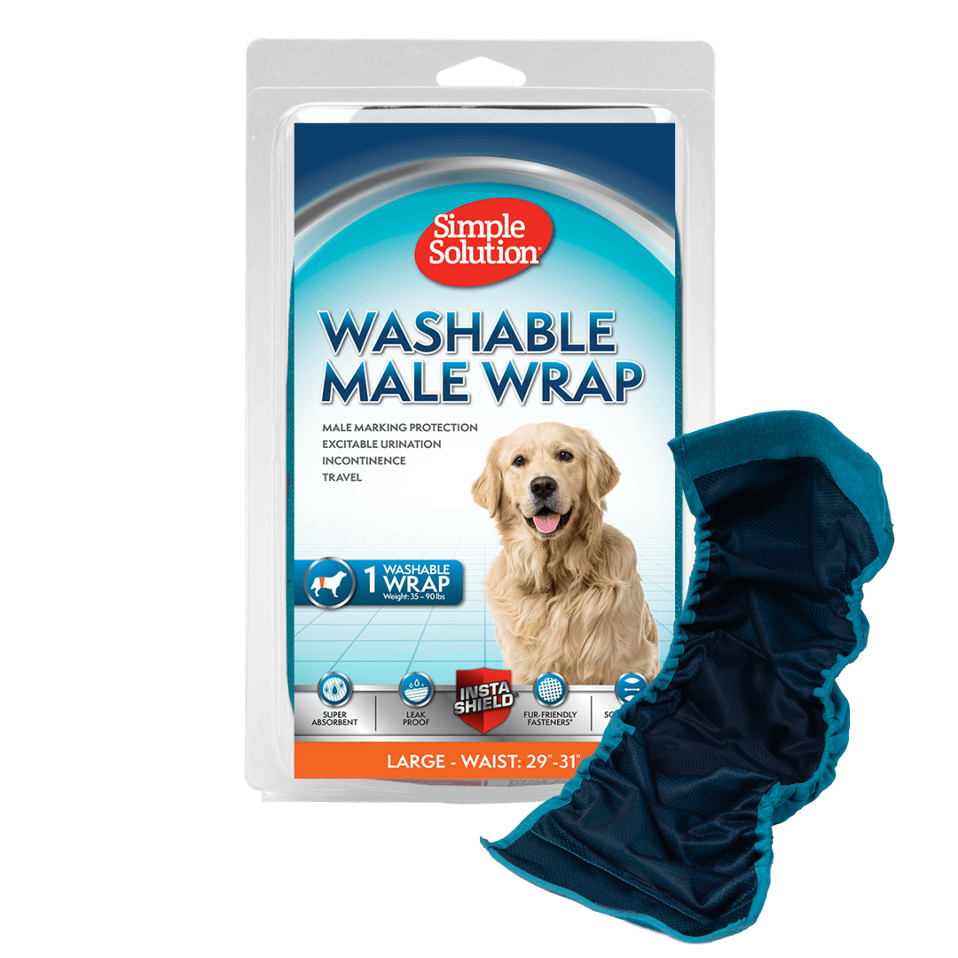 Simple Solution Washable Male Dog Diapers | Absorbent Male Wraps with Leak Proof Fit | Excitable Urination, Incontinence, or Male Marking | Large | 1 Reusable Dog Diaper Per Pack
