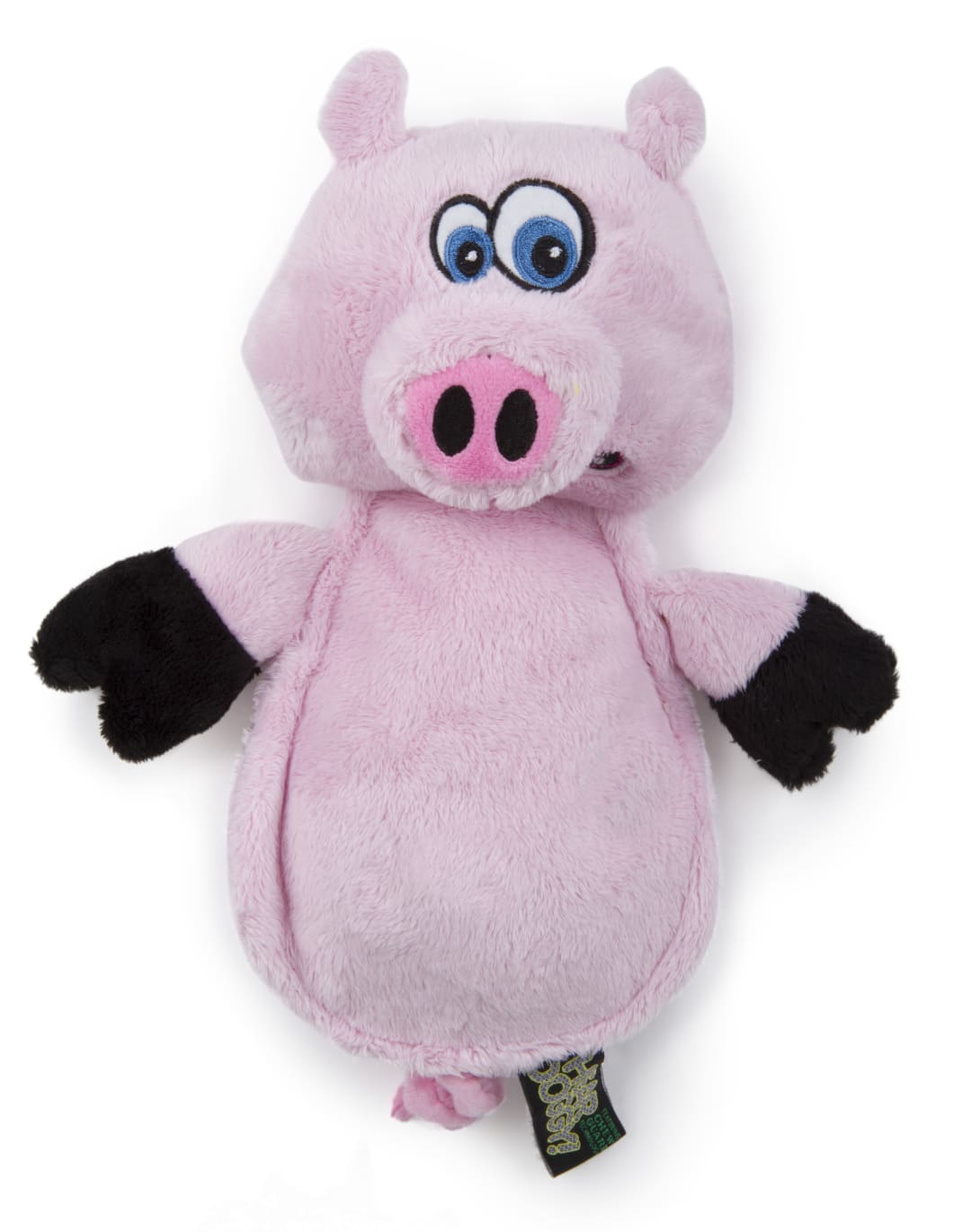 goDog® Silent Squeak Flattie Pig Plush Dog Toy With Chew Guard Technology, Large