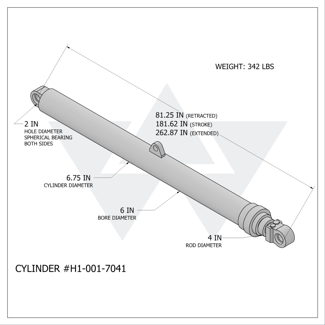 Wastebuilt® Replacement for Heil Packer Cylinder for 28 Yard Front Loader/33 Yard Side Loader (6"-5"-4" x 181.62")