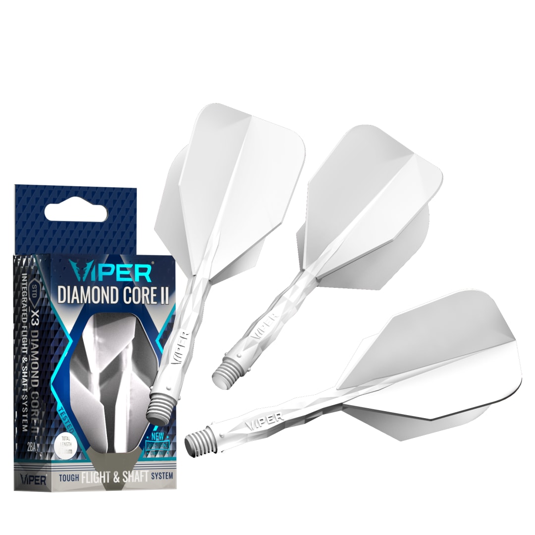 Viper Diamond Core II Integrated Dart Flight & Shaft System - InBetween Shaft, Standard Flight - White
