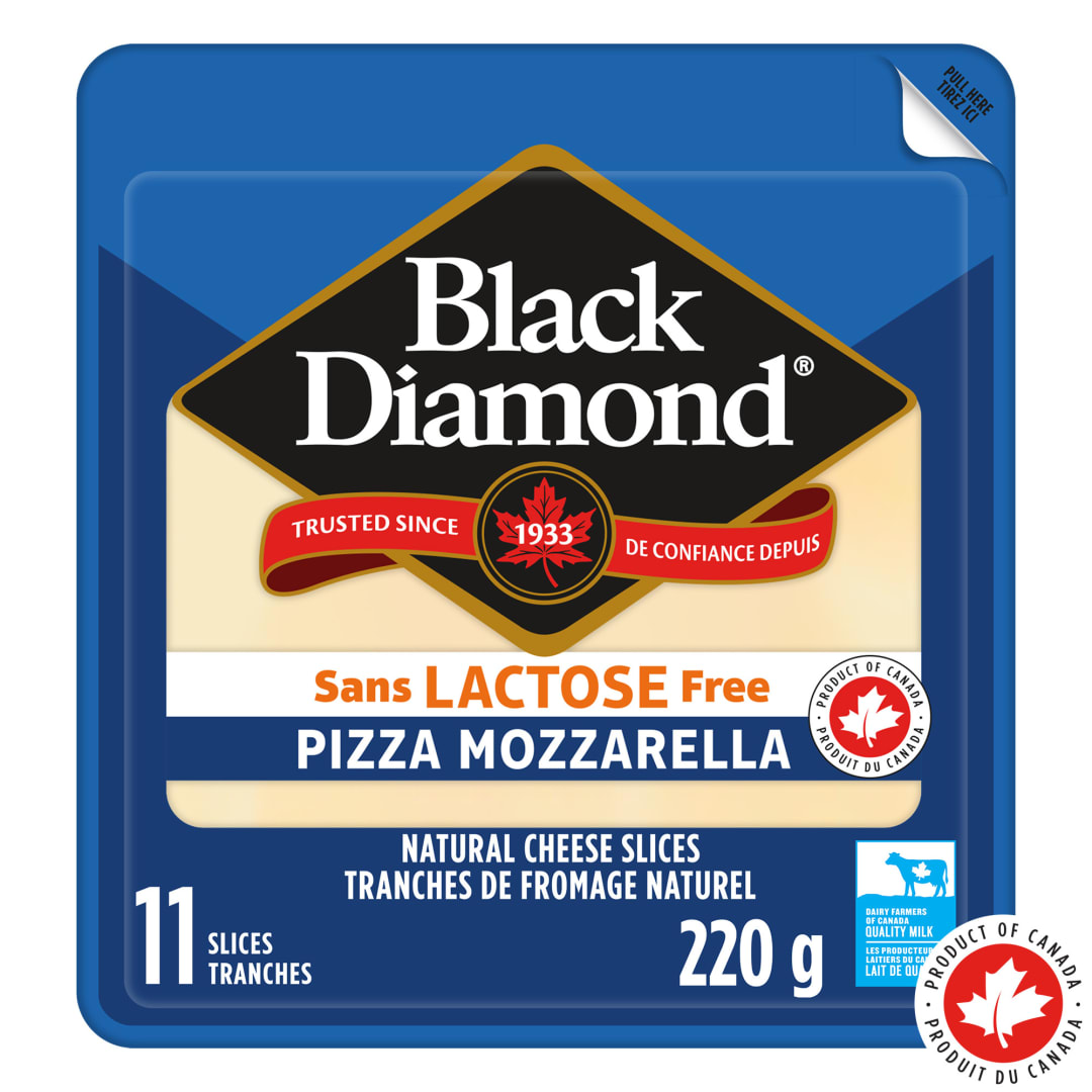 Black Diamond Lactose Free Mozzarella Natural Cheese Slices, 220g