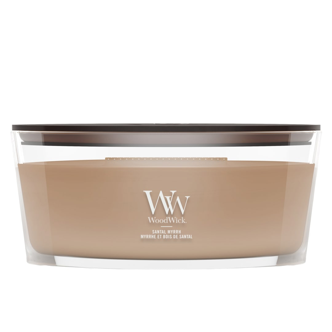 WoodWick Vela perfumada | Vela elíptica | Santal Myrrh | Regalos perfectos para mujeres