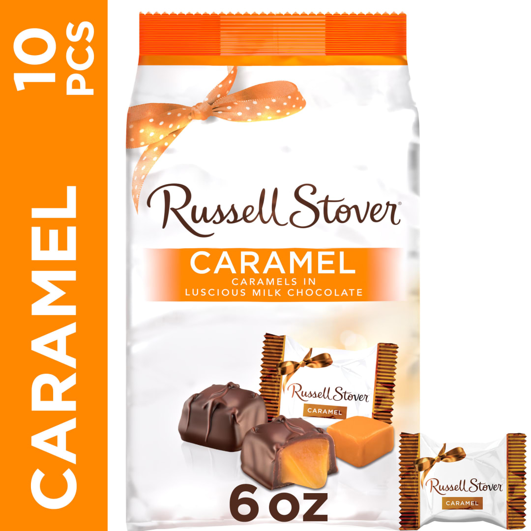 RUSSELL STOVER Milk Chocolate Caramel Candy Gift Bag, 6 oz.