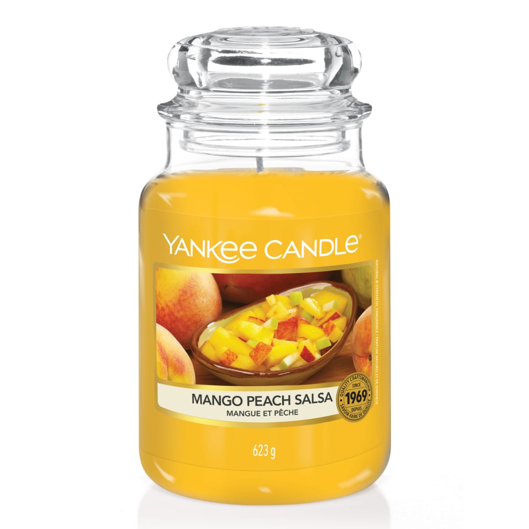Yankee CandleVela aromática | Mango Peach Salsa vela en tarro grande | Velas de larga duración: hasta 150 h | Regalos perfectos para mujeres