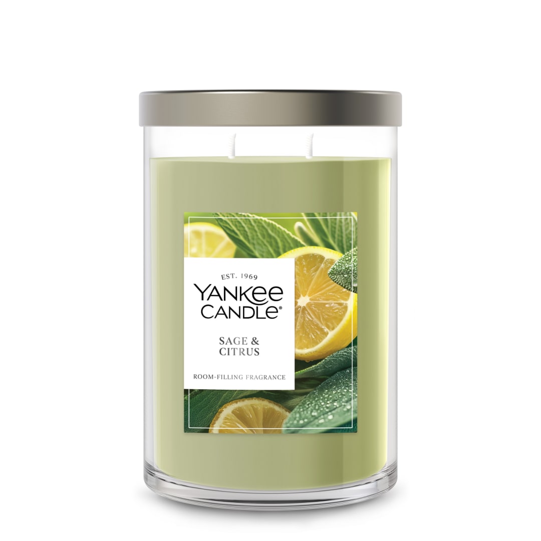 Yankee Candle® Large Tumbler Scented Candle with up to 80 Hour Burn Time, Premium Plant Wax Blend for Consistent Burn, 20 oz Tumbler Candle with Room Filling Fragrance, Sage & Citrus