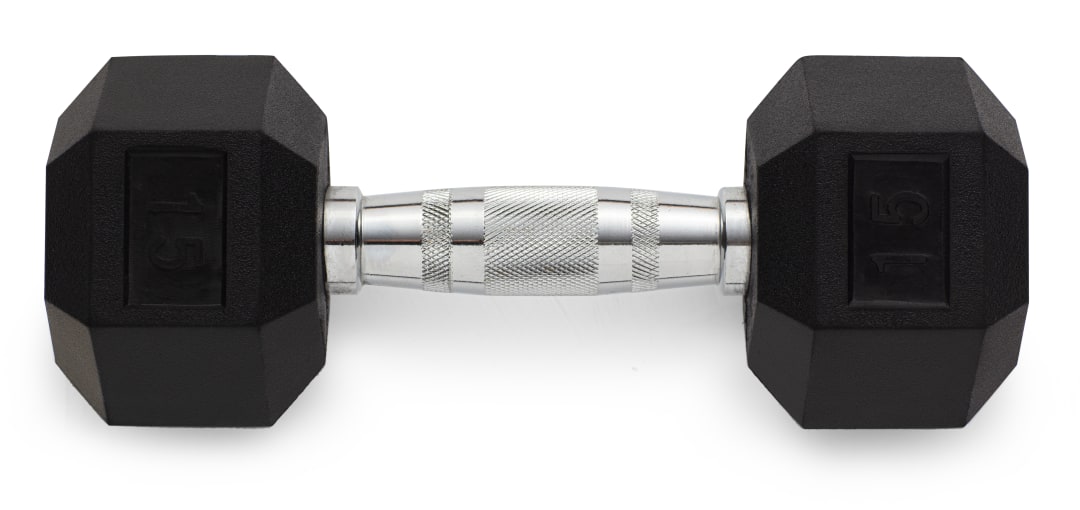 Rubber Hex Dumbbell , 15 Lbs.