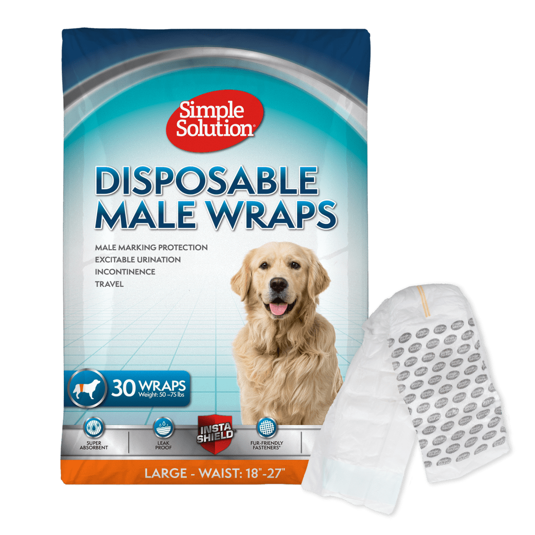 Simple Solution Disposable Dog Diapers for Male Dogs | Male Wraps with Super Absorbent Leak-Proof Fit | Excitable Urination, Incontinence, or Male Marking | Large | 30 Count