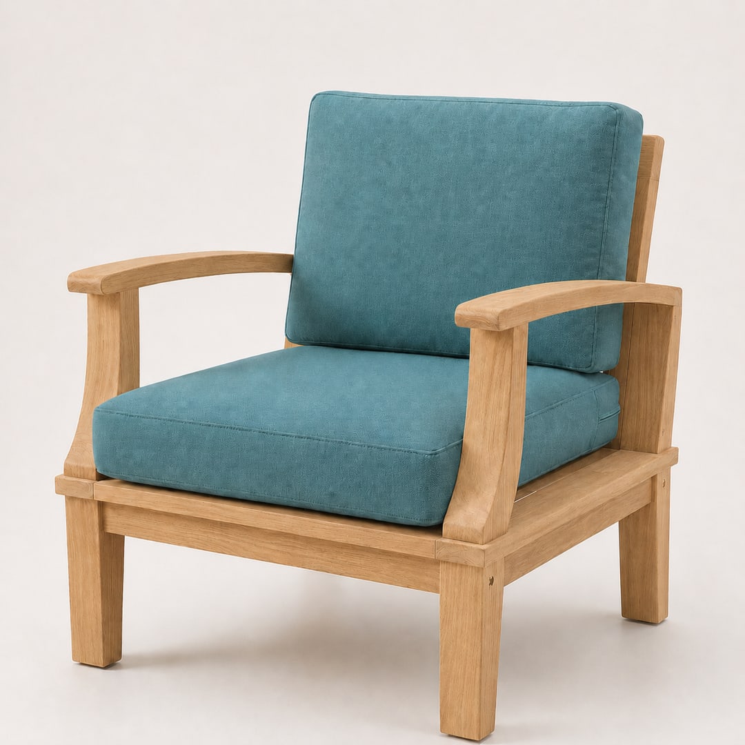 Teak Outdoor Patio Lounge Chair with Cushions