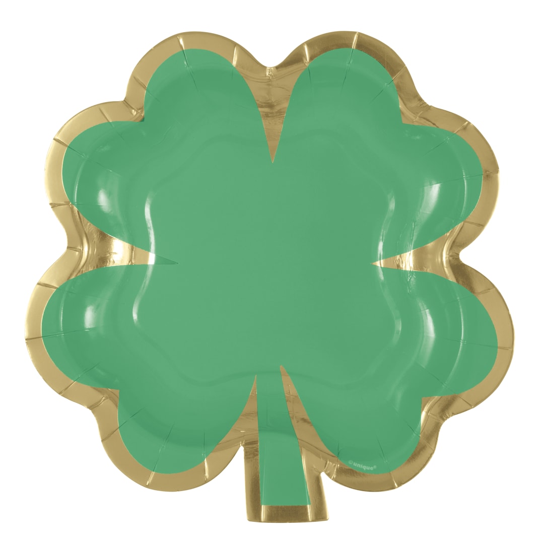 Charming Shamrock Shaped 8.25" Dessert Plates, 8ct - Foil Stamping