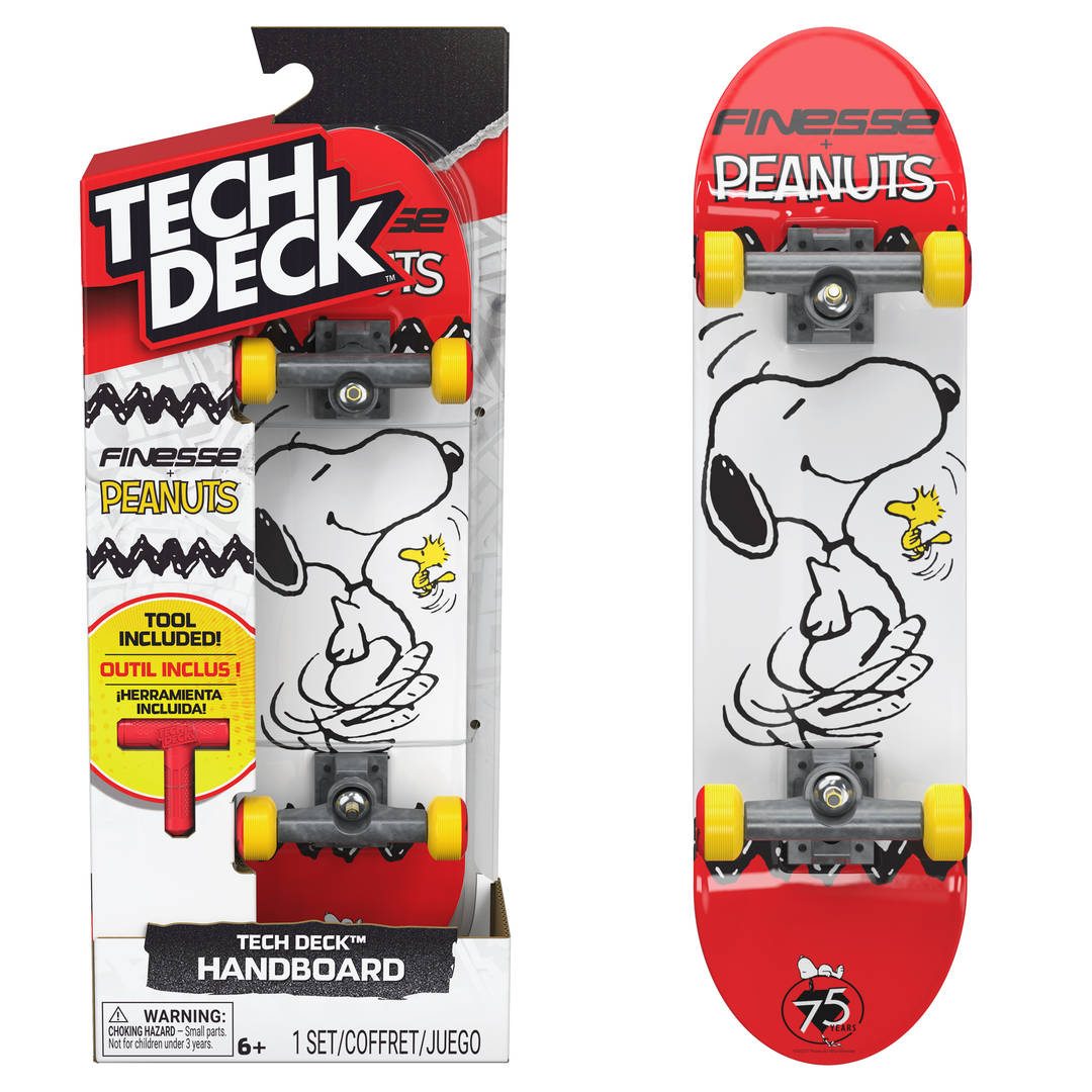 Tech Deck Finesse Peanuts Handboard, Authentic Mini Skateboard