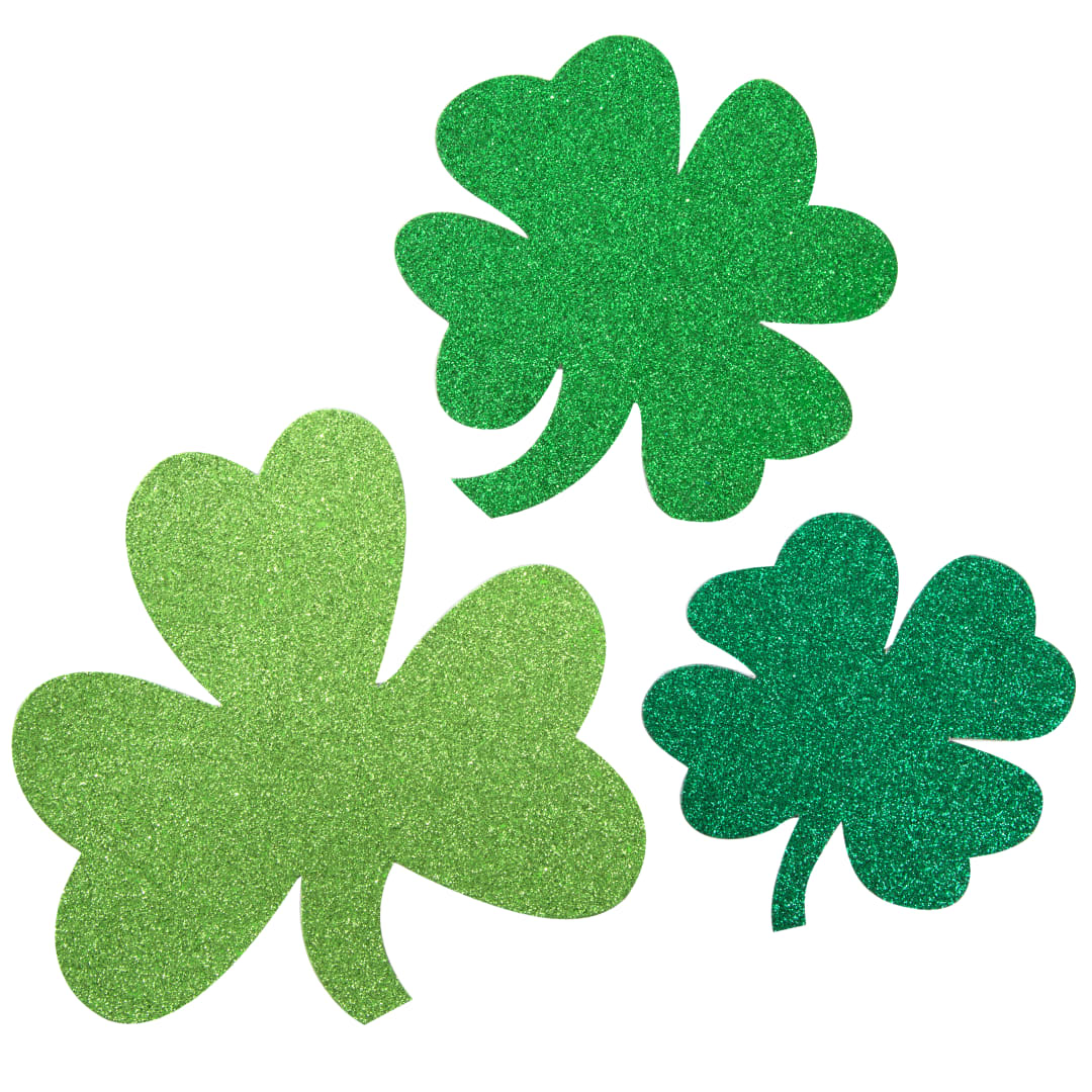 Mini Shamrock Glitter Cut Outs, 6ct - Assorted