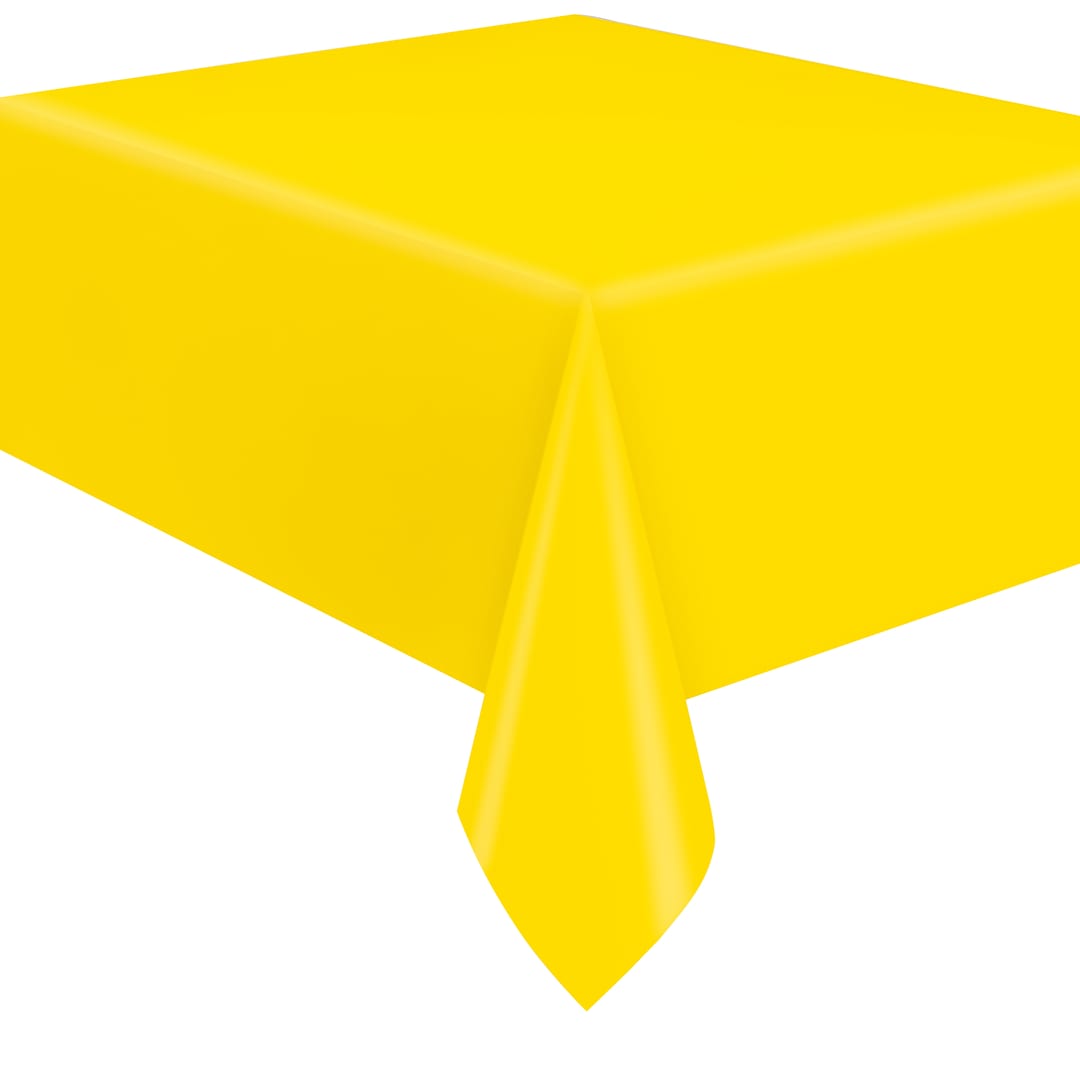Sunshine Yellow Solid Flannel-Backed Vinyl Table Cover, 54" x 108"