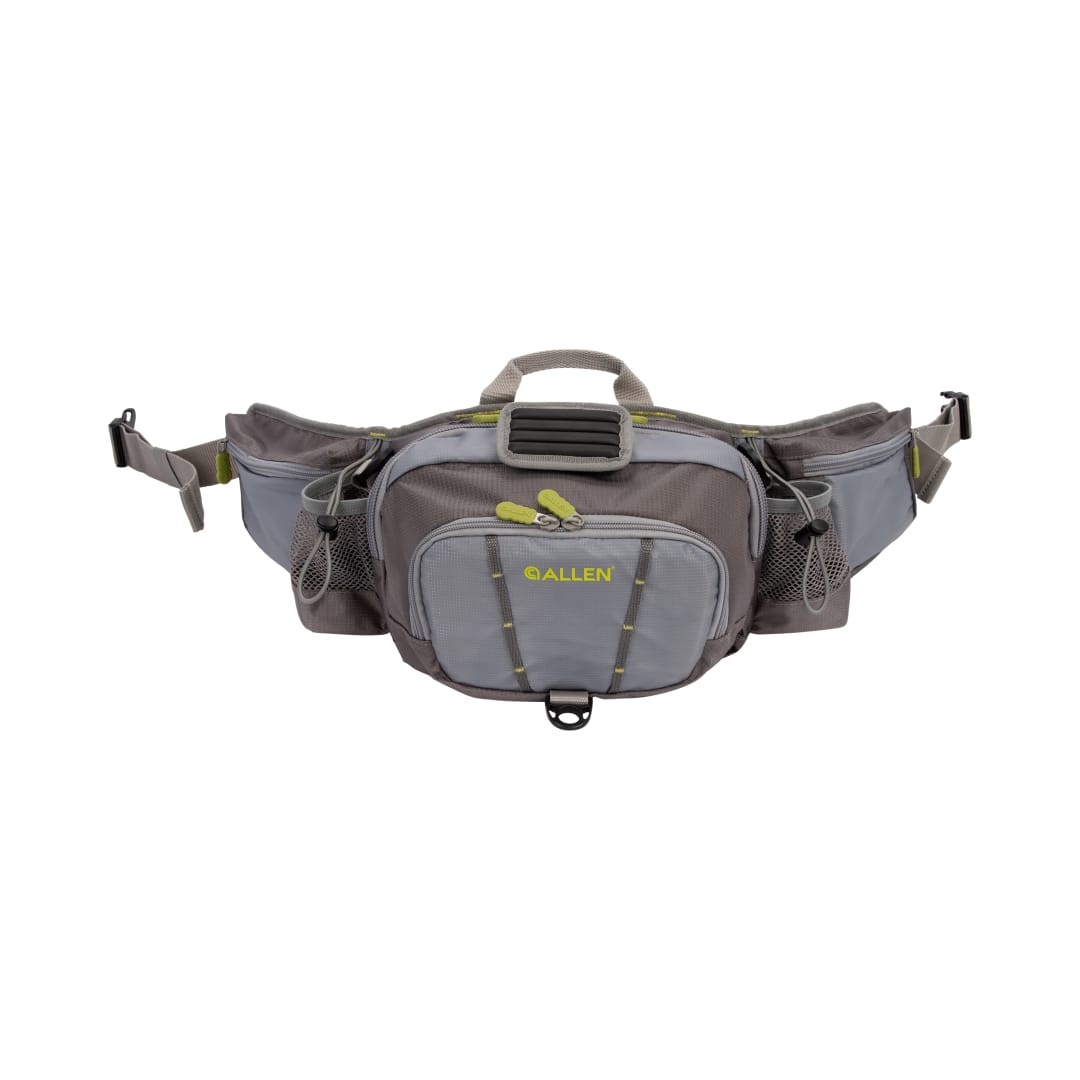 Allen Company Eagle River Lumbar Fly Fishing Pack, Fits up to 6 Tackle/Fly Boxes, Gray/Lime