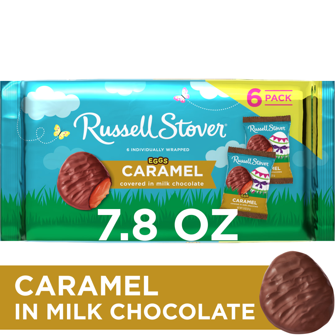 RUSSELL STOVER Easter Caramel Milk Chocolate Candy Easter Eggs 6 pack, 7.8 oz.