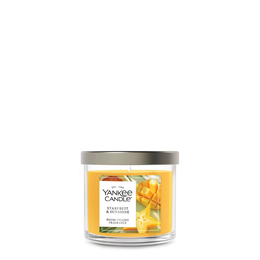 Yankee Candle Small Tumbler Scented Candle with up to 40 Hour Burn Time, Premium Plant Wax Blend for Consistent Burn, 4.3 oz Tumbler Candle with Room Filling Fragrance, Starfruit & Sunshine