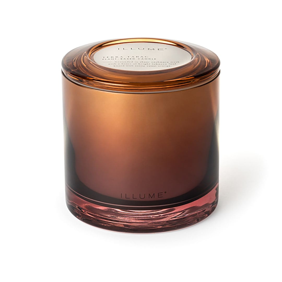 4626100100 - Terra Tabac Statement Glass Candle, Brown, STOCK: 110