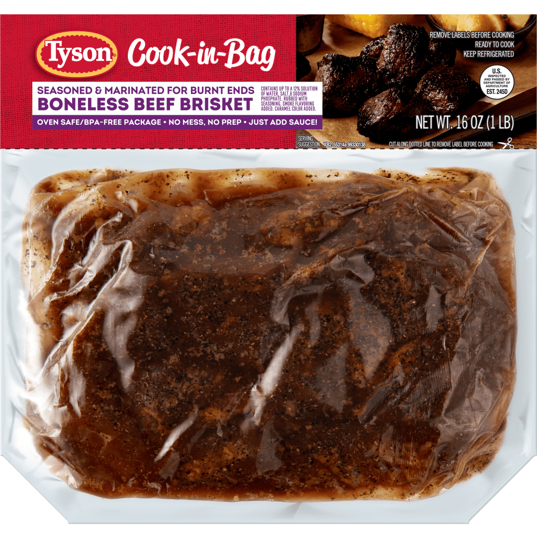 Tyson Cook In Bag Seasoned and Marinated Boneless Beef Brisket Burnt Ends, 16 oz