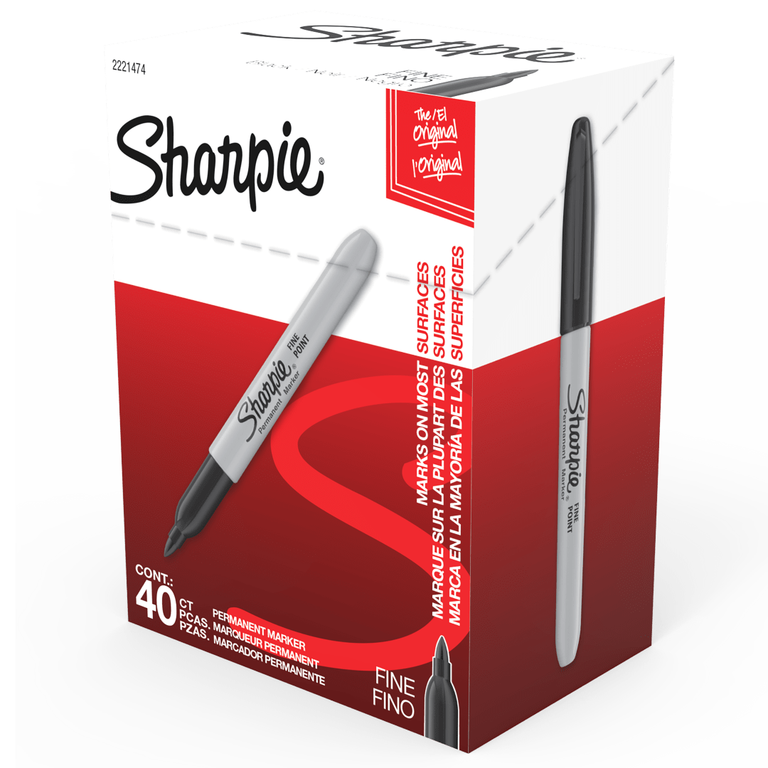Sharpie® Permanent Markers, Fine Point, Black, 40 Count