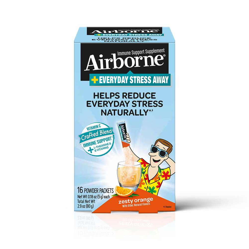 AIRBORNE® Plus Everyday Stress Away Powder Packet - Zesty Orange 12/16 ct.